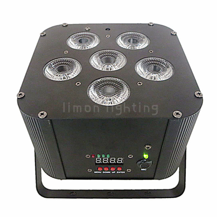 China 6X18W RGBWA UV 6in1 DMX Wireless Battery Operated LED Stage Par Uplights for sale