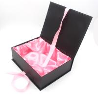 China Custom Logo Printed Black Pink Magnetic Luxury Silk Satin Lined Packaging Gift Box With Lid And Ribbon factory