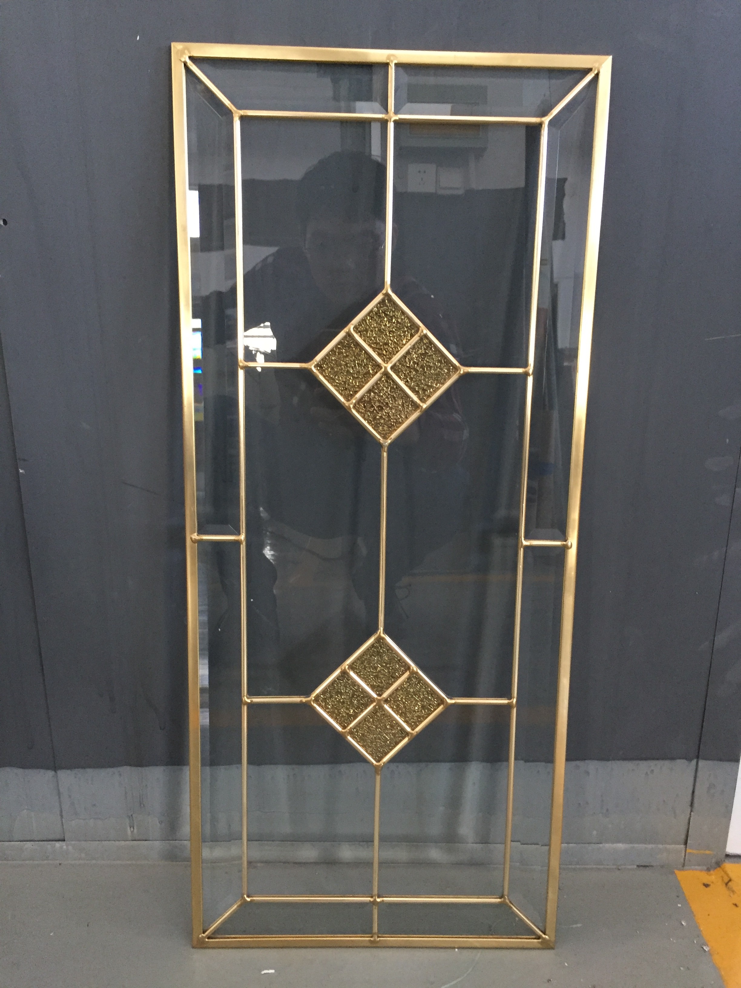 China cabinet door decorative  glass of brass caming 2017new designs factory