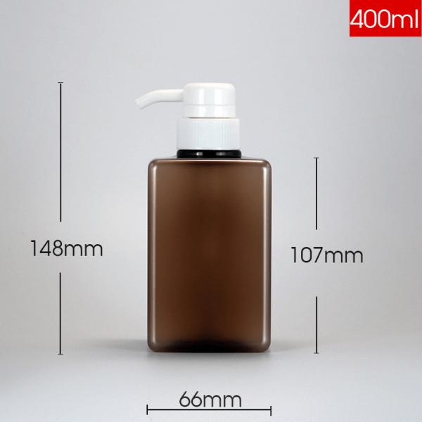 Quality 13.4oz 400ml Amber Plastic Shampoo Pump Bottles Travel Reusable Shampoo for sale