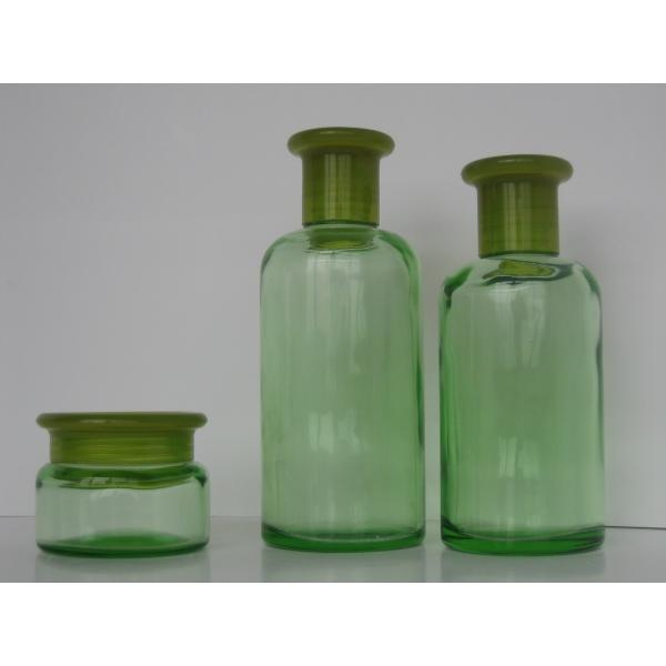 Quality Green Colored Essential Oil Glass Bottles 200ML 150ML 50G with Orifice Reducer & Cap for sale