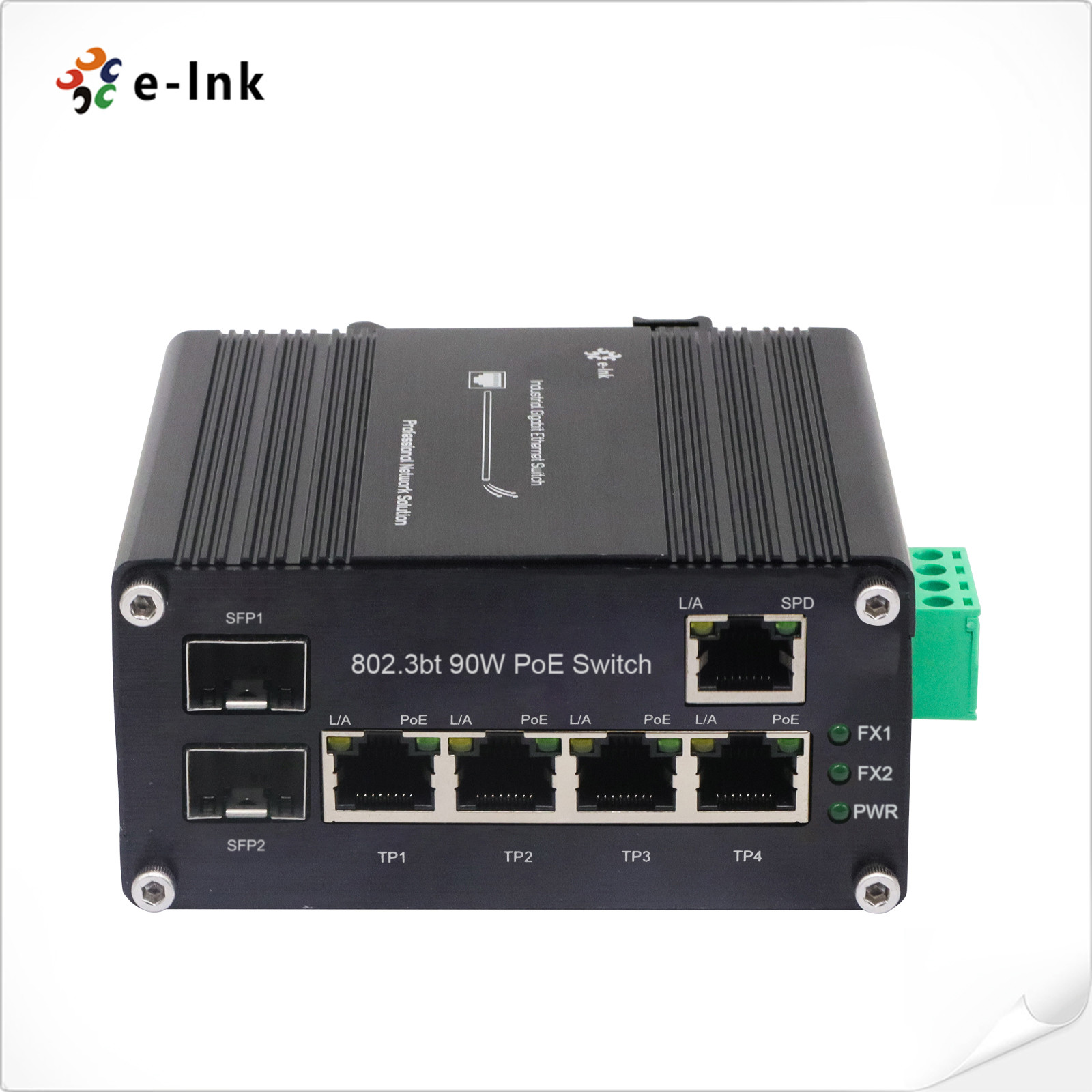 China Poe Powered Din Rail Mounted Switch 4 Port 10/100/1000T 802.3bt 90W factory