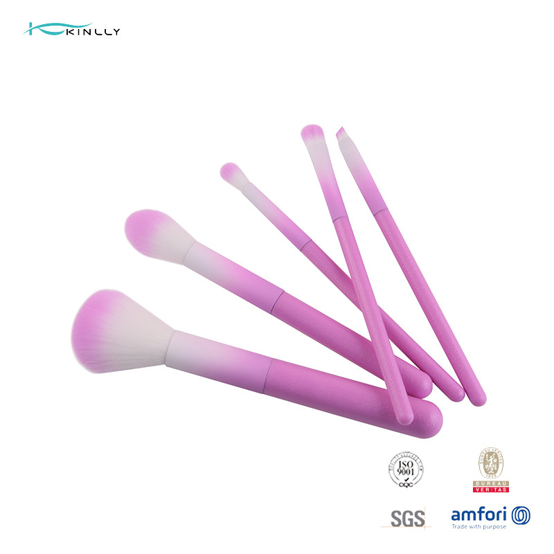 China 5Pcs Purple 100% Synthetic Hair Makeup Brush Set With Plastic Handle factory