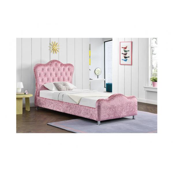 Quality Customized Pink Velvet Fabric Crushed Velvet Double Bed With Storage for sale