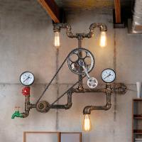 China Vintage retro loft industrial wind light personality water pipe gear wall lamp (WH-VR-24) factory