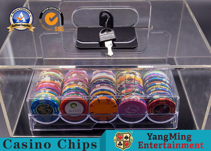 China Clay Round Shape Acrylic Poker Chips Box Spot Club 400pcs 40mm Human Operation factory