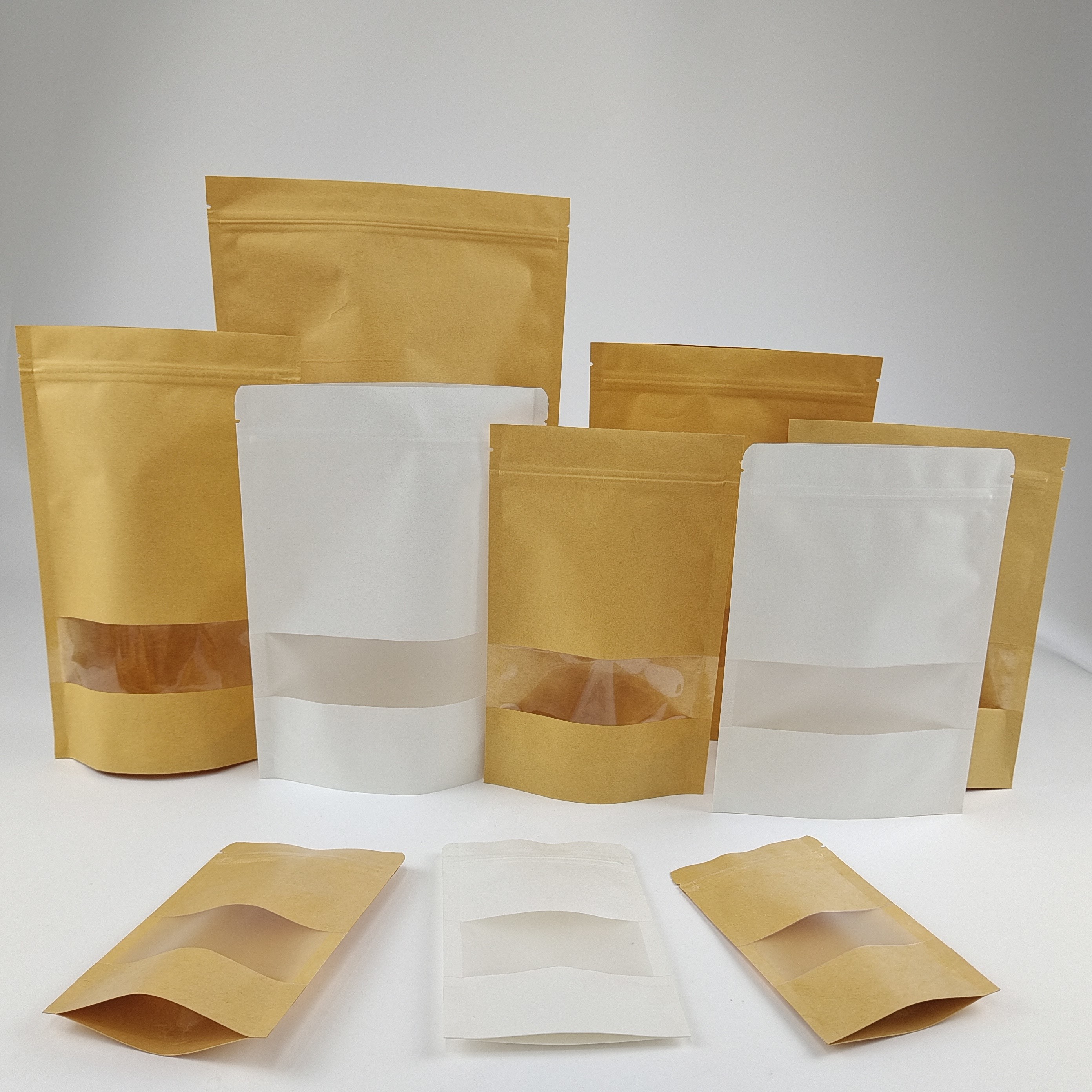 China Self Standing Doypack Kraft Paper Bag For Food Snacks Dried Fruits Cookie Tea factory