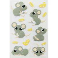 Quality Multi Colored Funny Puffy Animal Stickers For Boys Fancy Cartoon Mouse Shape for sale