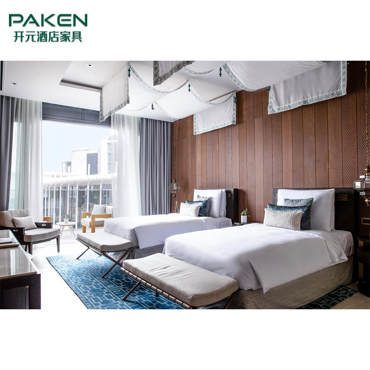 China Veneer Hotel Bedroom Furniture Sets Melamine Surface factory
