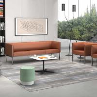 China Orange Corner Leather Sofa Set Flexibility Fabric Modular 1 2 3 Seat factory