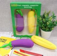 China Silicone Fruit Pencil Bag，Corn shaped children's silicone waterproof pencil case coin purse with zipper factory