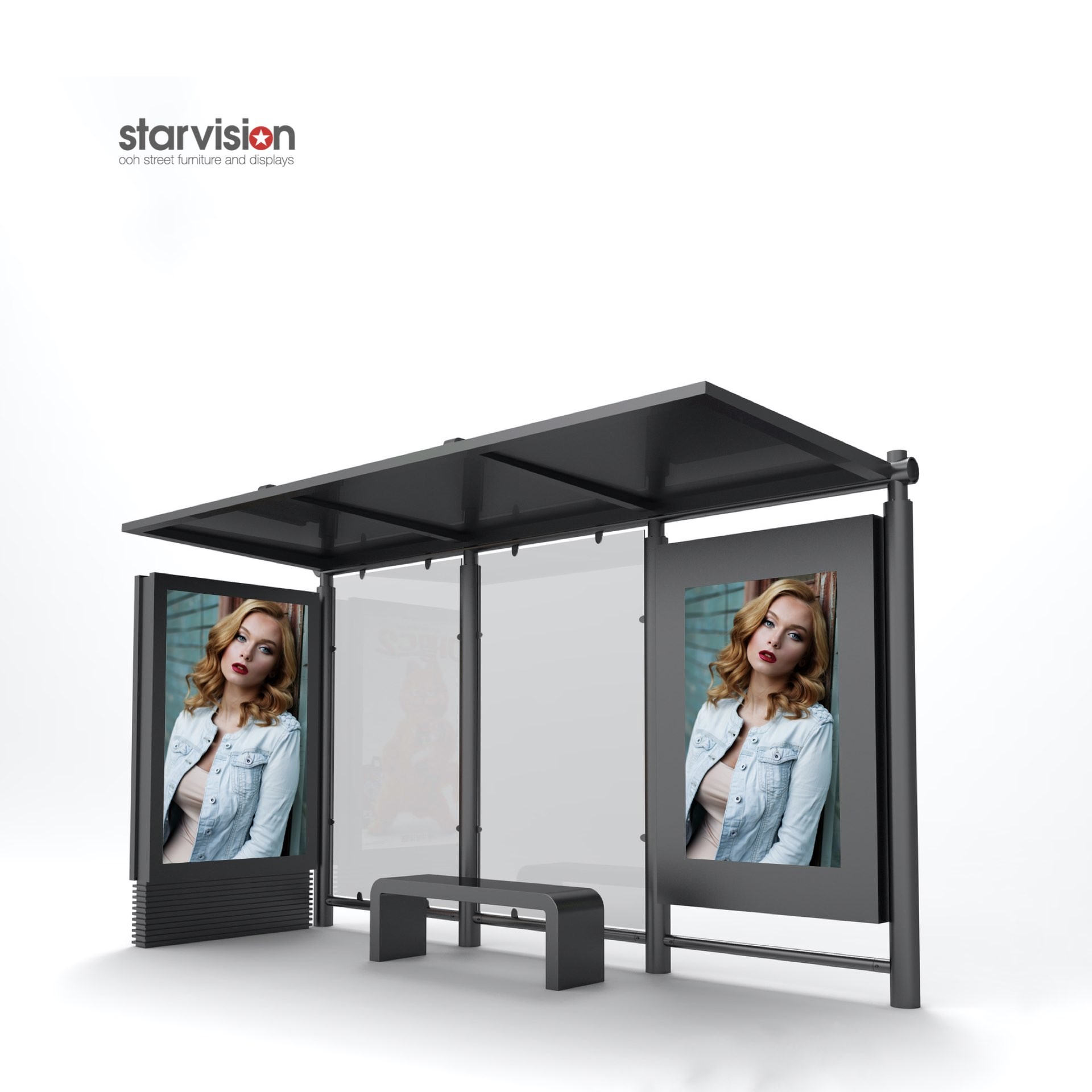China Outdoor Furniture Aluminum Alloy Smart Bus Shelter With Static Scrolling Poster factory