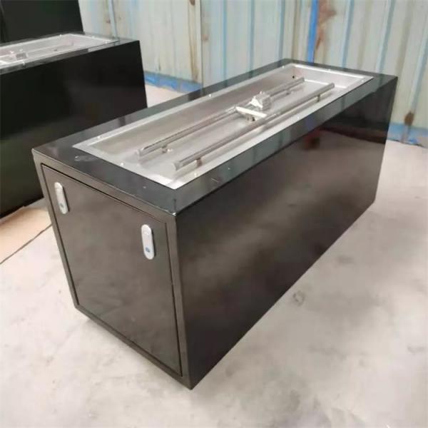 Quality Modern Metal Black Painted Rectangular Gas Burning Smokeless Fire Table for sale