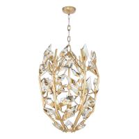 China Round Creative Modern Crystal Chandelier With Gold Finish Hand Cut Faceted Crystal Leaves factory