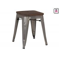Quality Custom Color Tolix Style Bar Stool , Coffee Shop Tolix Chair Wooden Seat for sale