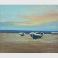 China Modern Decorative Boats Oil Painting Ship On The Beach Acrylic And Oil Painting factory