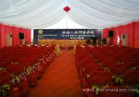 China Hard Pressed Aluminum Frame Fabric Cover Commercial Party Tents With Beautiful Lining Decorations factory