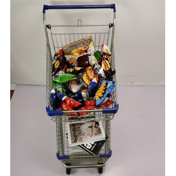 Quality Double Layer Shopping Basket Trolley Zinc Powder Coated Supermarket Shopping for sale