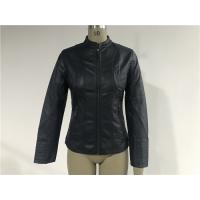 China Womens Ink PU Leather Jacket , Female Biker Jackets With Binding Insertion TW77398 factory