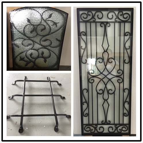 Quality Acid Etched Decorative Door Inserts Wrought Iron Glass Door Inserts 20mm 2m for sale