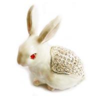 China Easter Rabbit Bejeweled Trinket Box Rabbit Jewelry Trinket Box Necklace Ring Holder Easter Easter Bunny Trinket Box for sale