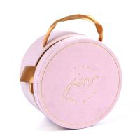 China Cardboard Pink Round Packaging Box With Ribbon Wedding Celebration factory