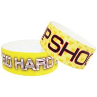 Quality Yellow Orange Custom Paper Wristbands For Events Synthetic Security for sale