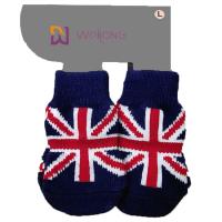 China Customized Dog Sock Knitting Patterns Union Jack 95% Cotton 5% Spandex factory