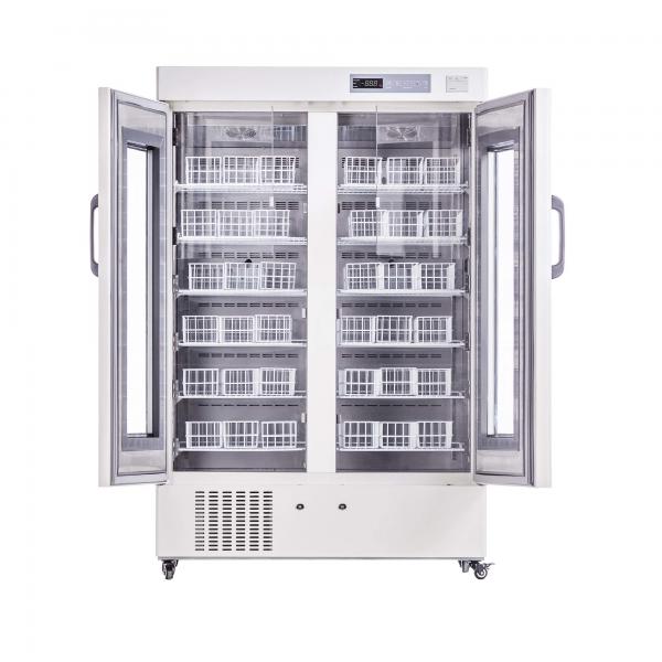 Quality 658 Liter Double Glass Door Blood Bank Refrigerators with blood basket with sprayed coated outside for sale