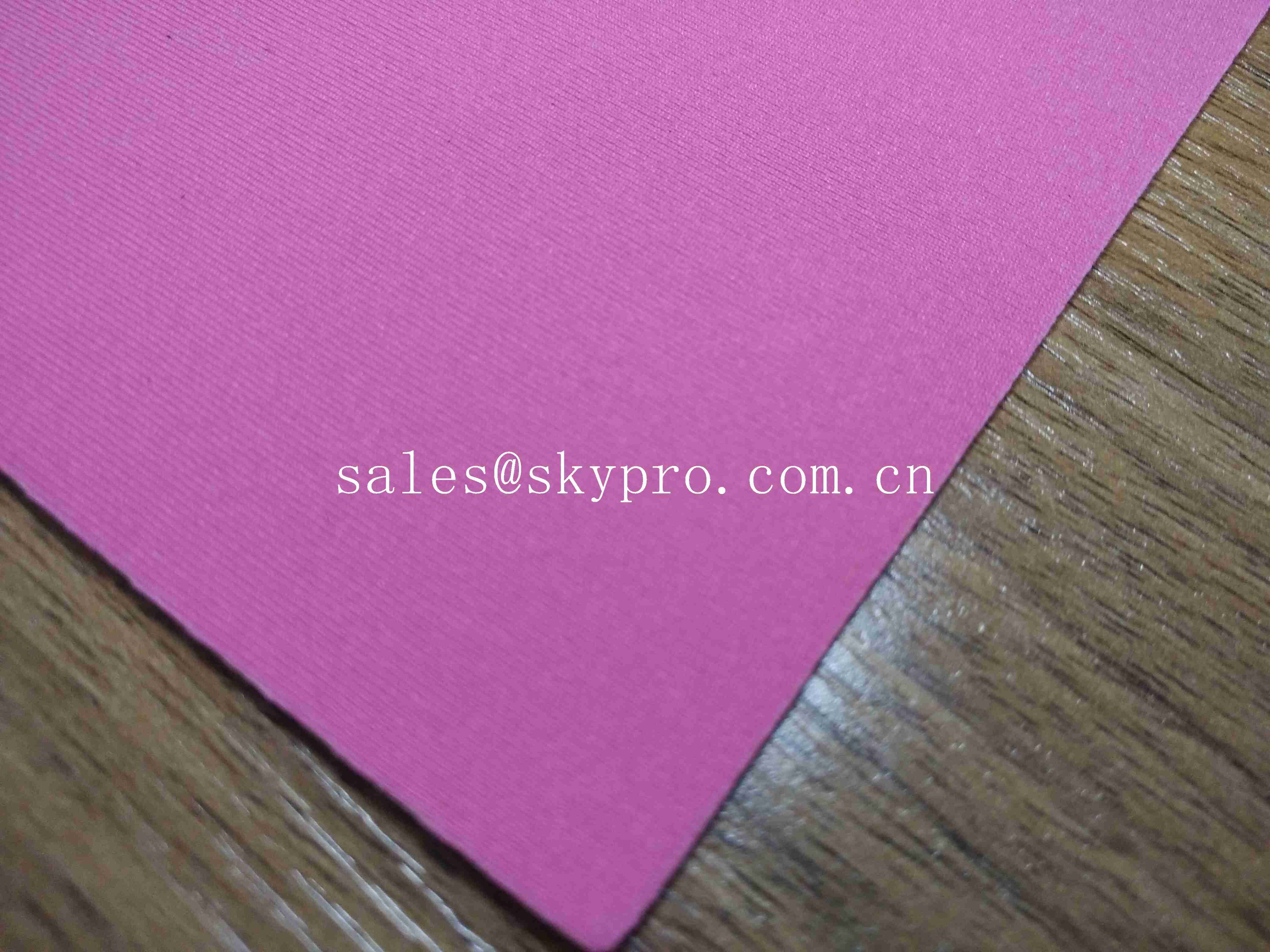 China 1mm Thick High Elastic Pink SBR Thin Neoprene Fabric EVA with Polyester Jersey Coating Rubber Sheet factory