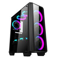 Quality Desktop Computer Case Gaming Case RGB Fan With Glass Panel Front Iron Net Panel for sale