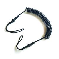 China Fall Protection Black PU Spiral Coil Leash Stop Paddle Board Drop 1.5m factory