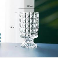 China Crystal Cylinder Glass Vases for Flowers Embossed Big Base Vase Decorative Clear Glass Candle Holder factory