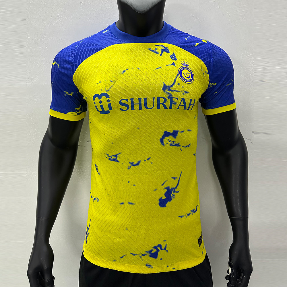 China Permeable Blue Yellow Soccer Player Version Jersey Durable And Dynamic factory