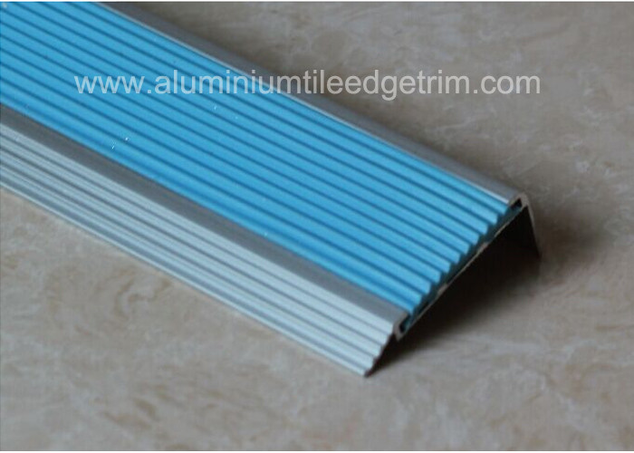 China Non Slip Aluminum Stair Nosing , Metal Stair Nose Trim With Insert PVC Rubber factory
