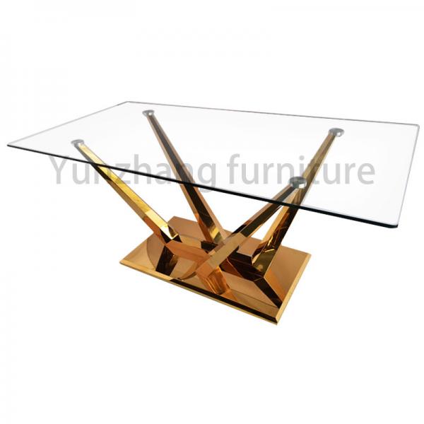Quality Stainless Steel Gold Wedding Banquet Tables With Glass Weight Capacity 300lbs for sale