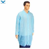 China Zip In Front Long Sleeve Single Collar Disposable Lab Coat Elastic Cuffs Customization factory
