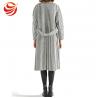 China Long Section Stripe Ladies Grey Wool Coat Windproof No Button Closure OEM Service factory