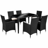 China KD Black Indoor Wicker Outdoor Rattan Dining Set In All Weather factory