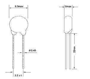 Temperature Compensation NTC Thermistor Dimensions Engineering Drawing