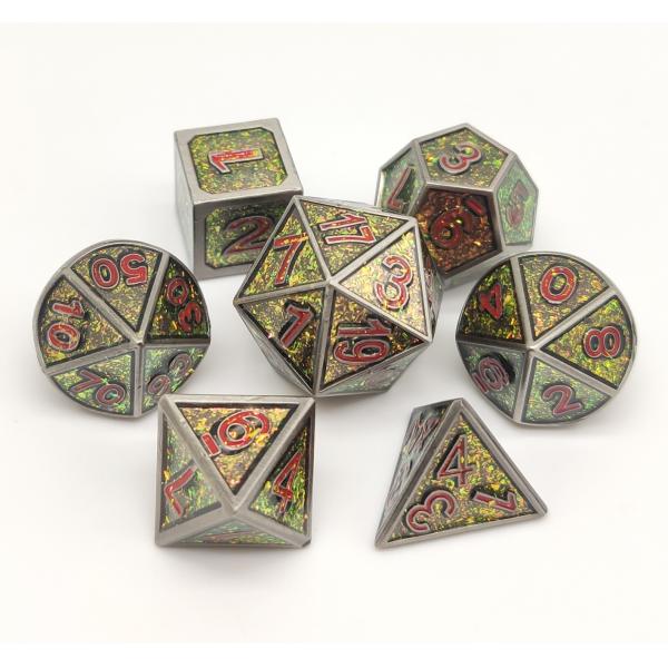 Quality Hand Carved Metal Polyhedral Dice 7 Piece Set For Tabletop RPG for sale