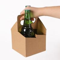 China 4 Pack 6 Pack Foldable  Kraft Paper Packaging Box For Coffe Beer Hot Drink Bottle factory