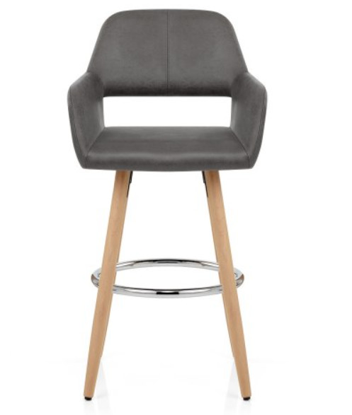Quality Wooden Dark Grey PU Leather Bar Stool for sale