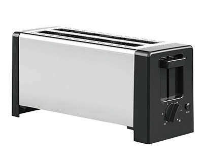 Quality Household Appliance Pop Up Long Slot Toaster 2 Slice Silver And Black for sale