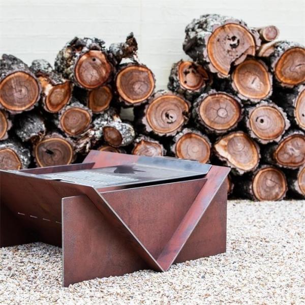 Quality Collapsible Outdoor Camping Portable Corten Steel Metal BBQ Fire Pit Brazier for sale