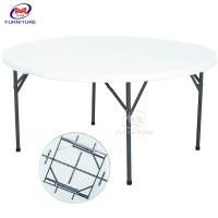 China ODM 4 ft White Round Plastic Folding Chair And Table For Ten Persons factory