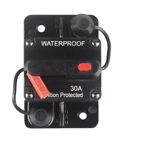Quality DC 28V 10A Spade Fuse Circuit Breaker Manual Reset Thermoplastic for sale