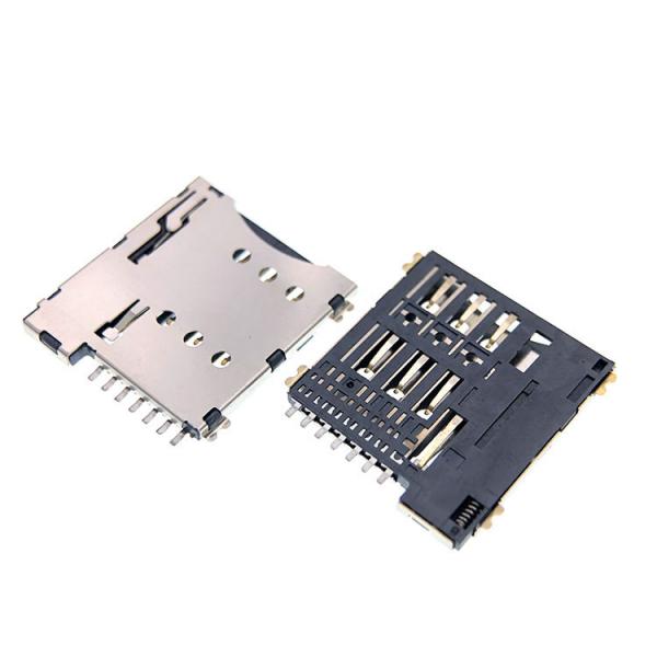 Quality Push Pull Type Micro 7p SIM Card Socket Connector 1.35mm Height For PCB for sale