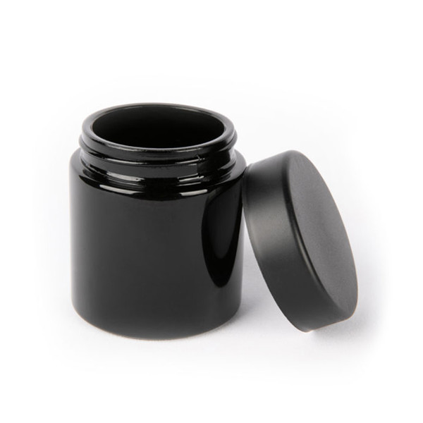 Quality Black Lid 3oz Glass Jars Child Resistant Jar Black Glass Child Proof for sale