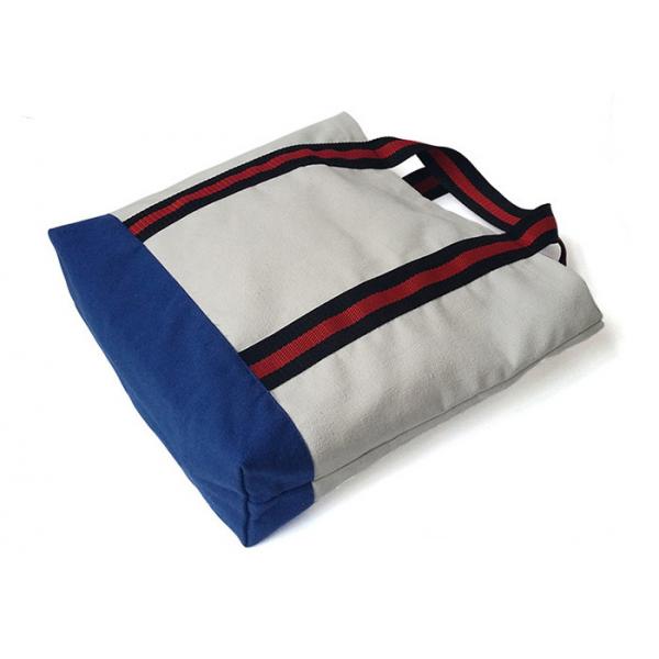 Quality White And Blue Canvas Tote Bags Grocery Reusable Canvas Shopping Bags for sale